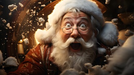 Obraz premium surprised Santa Claus in close-up