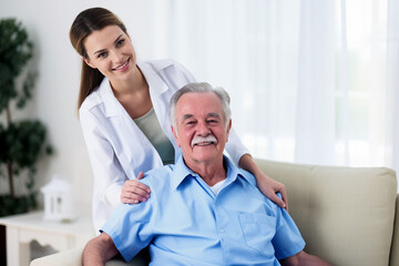 Generative AI image of Happy Senior Patient with Nurse
