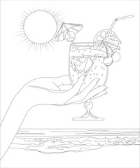 Cocktail Coloring page at Caribbean beach 