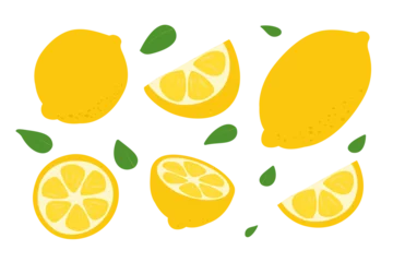 Foto op Plexiglas Fresh lemon fruits. Collection of lemon slices © Катерина Лугова