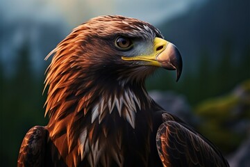 Fototapeta premium Majestic forest scene an eagles portrait against a natural backdrop