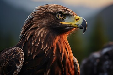 Fototapeta premium Majestic forest scene an eagles portrait against a natural backdrop