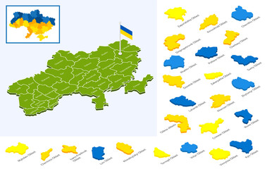 Isometric Ukraine territory map illustration