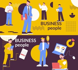 Abstract business people banner set