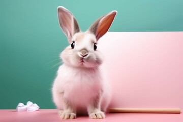 Festive charm adorable bunny against an isolated pastel color backdrop