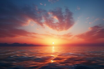 Naklejka na ściany i meble Dawn panorama the tranquil sea under the mesmerizing sunrise hues