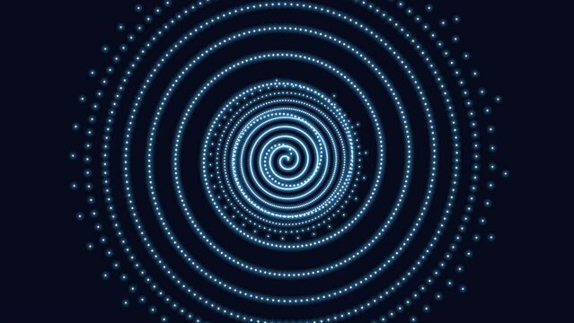 A mesmerizing blue spiral composed of white dots against a black backdrop creates an image resembling a vortex or whirlpool, capturing the eye with its hypnotic design
