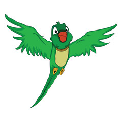 Parrot isolated on white background cartoon style vector illustration