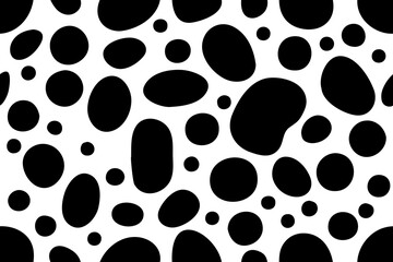 Simple spotted vector texture, seamless spotted abstract pattern. Rounded black spots isolated on white background.
