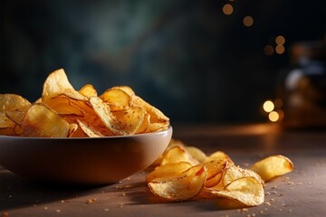 Irresistible crunch savoring the deliciousness of golden, crispy potato chips