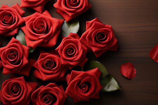 Romantic gesture a top view of vibrant red rose flowers
