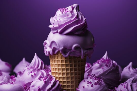 Elegant sweetness a purple ice cream cone combines regal charm with delightful flavor