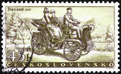 Postage stamp Czechoslovakia 1958 1899 President car of 1897, vintage car