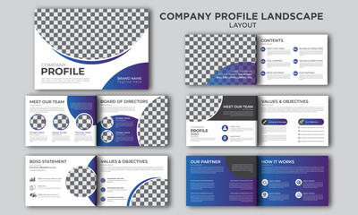 
Landscape company profile brochure template layout design, corporate company profile brochure with blue color 