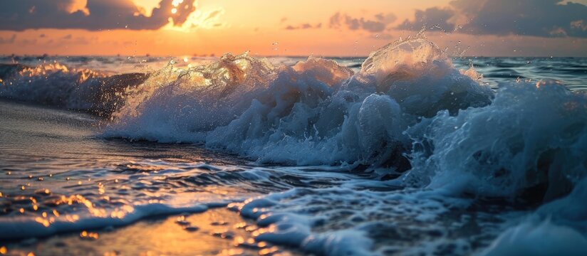 Gorgeous sunset wave at Sepat Beach in Kuantan, Malaysia.