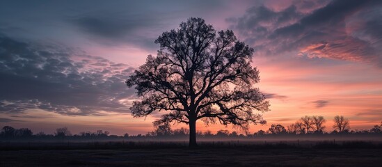 Solitary tree in Tuscaloosa at dawn.