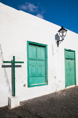 Lanzarote white-washed building, Canary Islands - 698745245