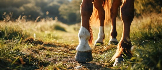 Horse leg issues, including hoof diseases. - obrazy, fototapety, plakaty