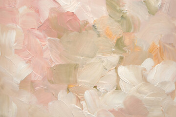 Art oil and acrylic smear blot canvas painting stucco wall. Abstract texture beige, pink pastel...