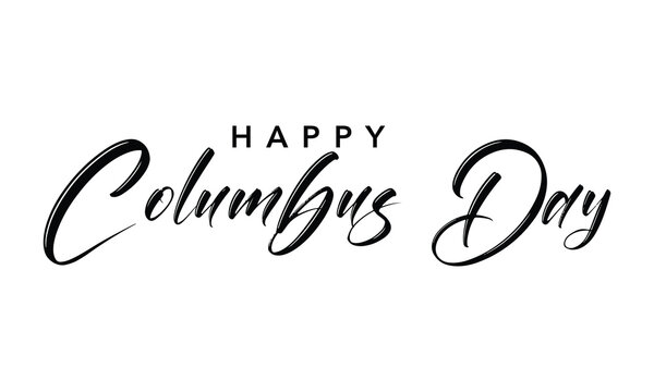 Vector happy Columbus day text for banner poster card design
