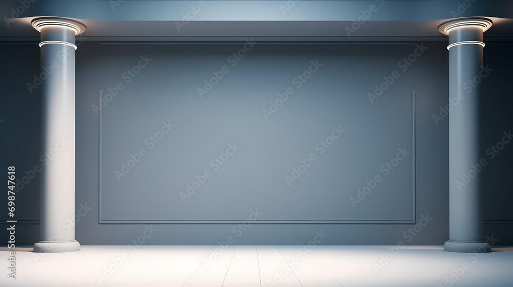 Aufkleber beautiful gray-blue empty wall with side-lit columns. simple background for product display