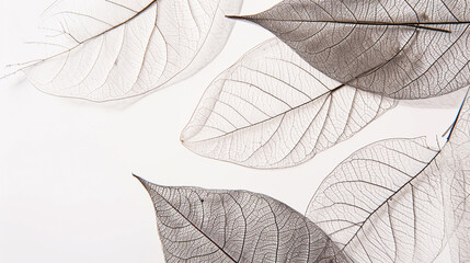 Leaf skeletons with veins and cells macro photography - obrazy, fototapety, plakaty