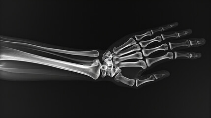 Human adult  hand bones x-ray image. Medical and anatomy radiography or imagery