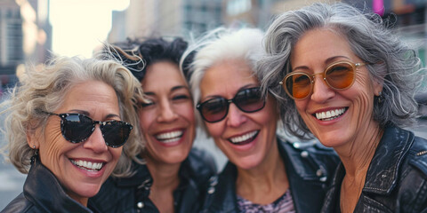 mujeres por encima de sus 50 años muy felices  - obrazy, fototapety, plakaty
