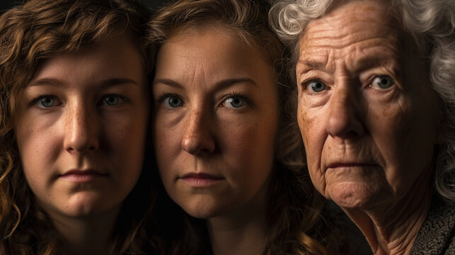 retrato de 3 generaciones de mujeres