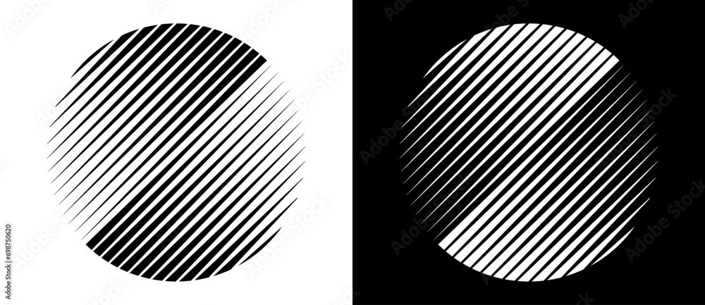 Leinwandbilder transition parallel lines in circles. abstract art geometric background for logo, icon, tattoo. blac