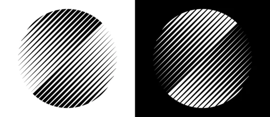 Foto op Plexiglas Transition parallel lines in circles. Abstract art geometric background for logo, icon, tattoo. Black shape on a white background and the same white shape on the black side. © Mykola Mazuryk