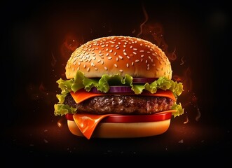 Cheeseburger created with Generative AI Technology, ai, generative