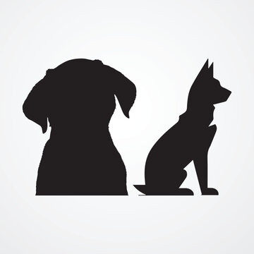 Vector dog logo black and white illustration of a dog face isolated on a white background dog breeds