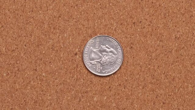 stop motion animation us coins of the United States of America rotate