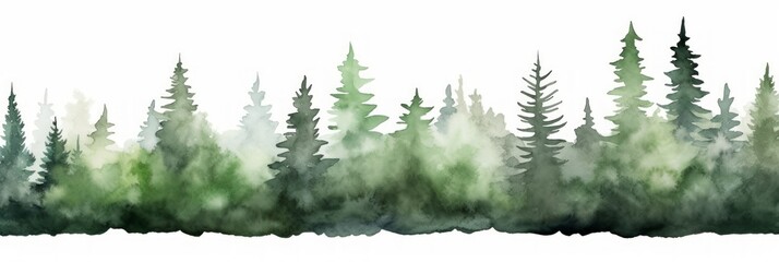 Alder Tree Line on White Background AI Generated