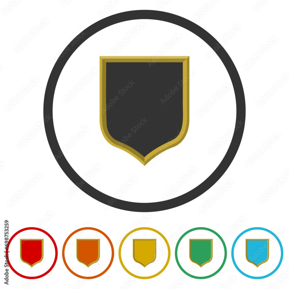 Poster shield 3d icon. set icons in color circle buttons