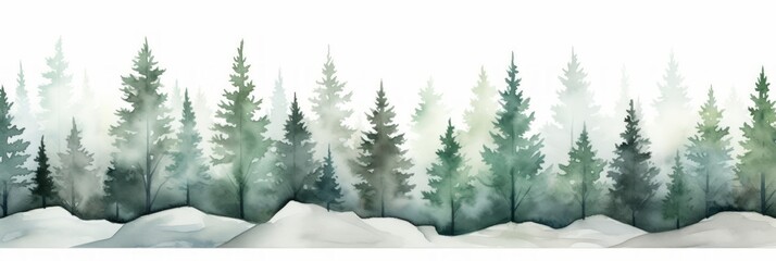 Watercolor Mountain Ash Tree Line on White Background AI Generated
