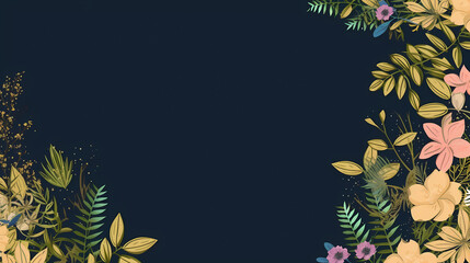 Plants and leaves on dark background, plant background, decorative flower background pattern, PPT background