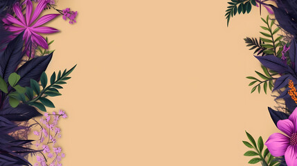 Fototapeta na wymiar Plants and leaves on dark background, plant background, decorative flower background pattern, PPT background