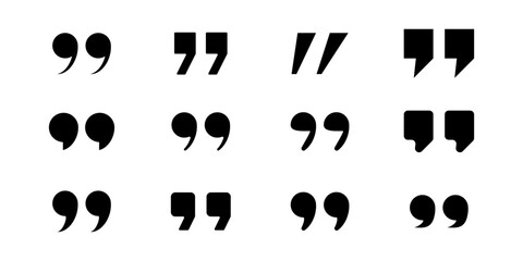 Quotes icon vector set. Set of black quote mark on isolated background. Quote marks. Vector illustration EPS 10