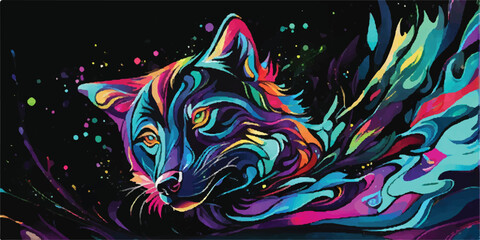Abstract colorful Fox Background. 