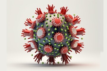 3D model of COVID-19 virus on a transparent background. Generative AI
