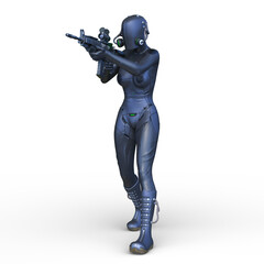 女性サイボーグ　3DCG レンダリング