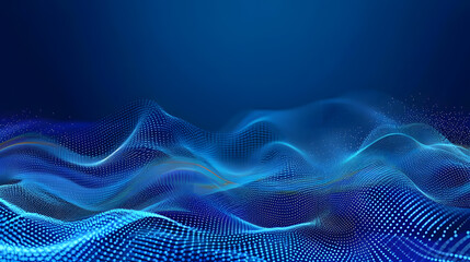Abstract illustration of waves symbolizing huge amount of streaming data. Made in blue.
