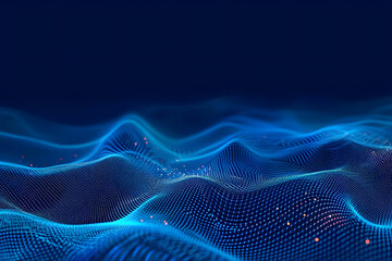 Abstract illustration of waves symbolizing huge amount of streaming data. Made in blue.