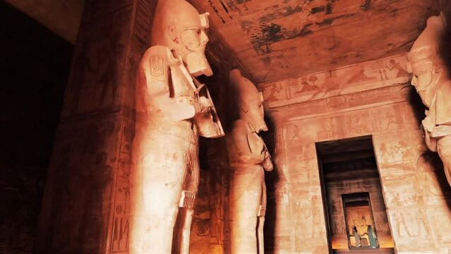 The Great Temple of Ramesses II inside details in Abu Simbel Upper Egypt