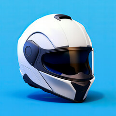 Isolated 3D motorcycle helmet on blue background (Generative AI)
