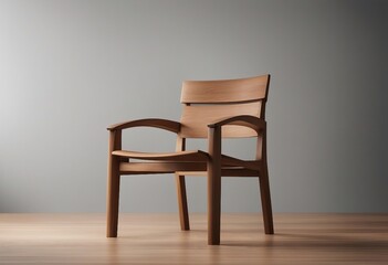 Fototapeta na wymiar Modern wooden chair isolated on grey background