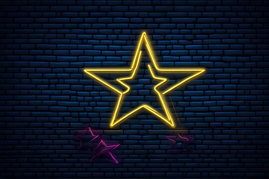 Star on black background ultra neon thin outline