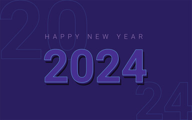 Happy New Year 2024 Premium and unique design with minimalistic modern concept design. Happy New Year 2024 Premium set design for new year celebration.